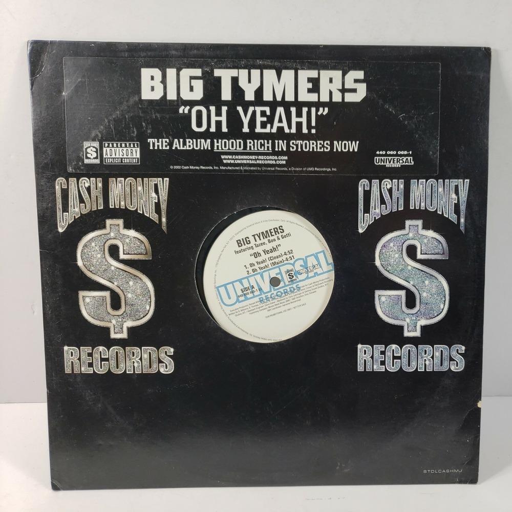 Big Tymers - Oh‎ Yeah / 12" 33rpm Single & Mixes Vinyl Promo Copy Hood Rich EX